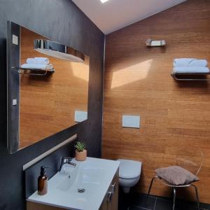 昂热商务套房公寓的浴室配有白色水槽和卫生间。