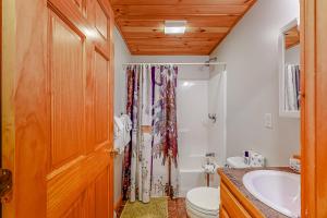 CarrabassettLoafinit的浴室配有卫生间、盥洗盆和淋浴。
