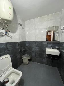 马拉里Hotel Premier Mall Road Manali的一间带卫生间和水槽的浴室