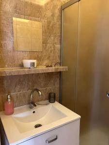 加茨比亚格拉Resort EDEN - domki, pokoje, apartamenty的一间带水槽和淋浴的浴室