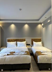伊斯坦布尔Sareban Hotel Istanbul的卧室内两张并排的床