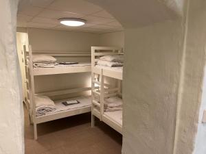 斯德哥尔摩达拉加谭旅馆的一间房间,设有三张双层床