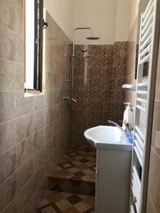 锡比乌盐矿镇Villa Stoia的一间带水槽和淋浴的浴室
