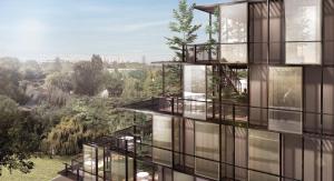 巴黎All Suites Appart & Hotel Paris 13 Porte d'Italie的建筑的建筑 ⁇ 染,建筑的玻璃阳台