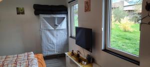 诺德豪森Ferienhaus Sonne的一间带电视和窗户的客厅