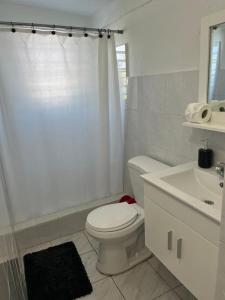 伊莎贝拉Ache Pa Ti II Isabela的白色的浴室设有卫生间和水槽。
