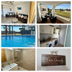 穆尔西亚Casa Gavendy, La Torre Golf Resort的一张带游泳池的房子的照片拼贴