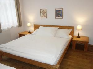 什平德莱鲁夫姆林MINERVA的一间卧室配有一张带两盏灯的大型白色床。