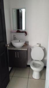 阿拉胡埃拉ALAJUELA, Prívate Room,Hermosa Madre的浴室配有白色卫生间和盥洗盆。