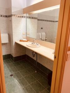 布里斯班皇家阿尔伯特酒店 的一间带水槽和大镜子的浴室
