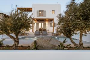 纳克索斯岛卡斯特拉基P square Luxury villas Naxos的别墅前方设有游泳池