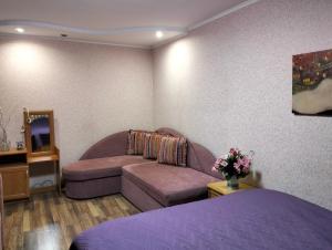 尼古拉耶夫Apartment on 8 Marta Street的客厅配有沙发和一张床