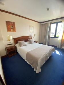 阿尔玛桑阿尔马桑别墅酒店的一间卧室设有一张大床和一个大窗户