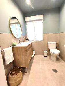 阿维莱斯Sweet Aviles Apartamento的一间带水槽、卫生间和镜子的浴室