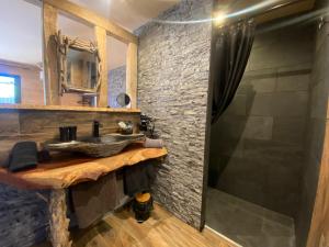 AfaChambres du Gozzi的一间带水槽和淋浴的浴室