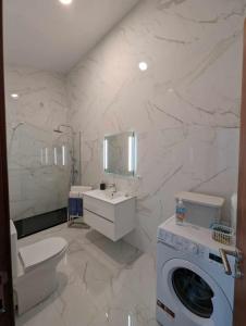 Faja GrandeOceanus的浴室配有卫生间水槽和洗衣机。