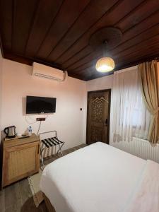 阿马西亚Albayrak Konağı Otel的一间卧室配有一张床和一台平面电视