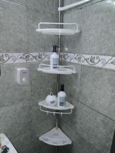 亚松森S&B Apartamento的浴室设有2个淋浴用肥皂架
