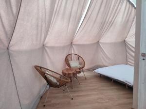 MieroszówForrest Glamp的帐篷内的2把椅子和1张床