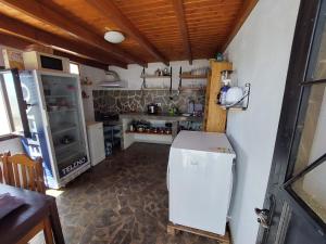 阿雷西费Lanzarote Hostel的一间带冰箱和炉灶的小厨房