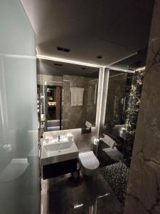 弗拉涅Vojvoda Putnik的一间带水槽、卫生间和镜子的浴室