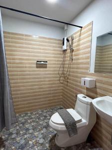查汶idyllic apartment的一间带卫生间和水槽的浴室