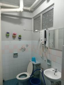 Kampong Tanah MerahD'Mentari Ocean View Resort Studio的一间带卫生间和水槽的浴室