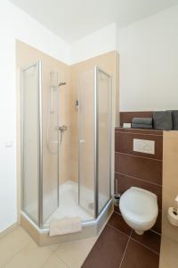 Konnersreuth维西斯罗斯酒店的带淋浴和卫生间的浴室