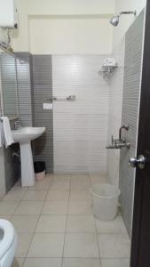 海得拉巴Luxor Park Service Apartment的一间带水槽和卫生间的浴室