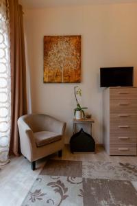 圣安蒂奥科Montellinos Suite Tortora的客厅配有椅子和电视