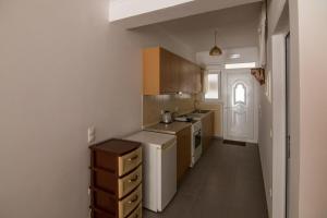 罗德岛卡利地亚Faliraki Dream Apartments & Studios的一间带水槽和炉灶的小厨房