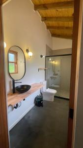 乌鲁比西Skyline Urubici - Barn的一间带水槽和镜子的浴室