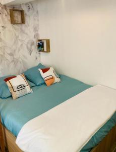 勒普拉代Appart'Hotel au Pradet的床上有2个枕头