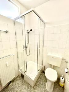 格拉茨StayHere City Apartment 36的带淋浴和卫生间的浴室