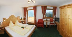 齐勒河谷采尔阿尔本科尼公寓的酒店客房配有一张床、一张书桌和一台电视。
