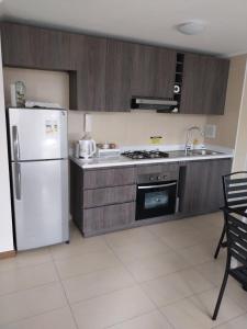 伊基克Azul 1的厨房配有白色冰箱和水槽