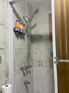 曼德维尔Murray's Cool Spot的带淋浴的浴室,带玻璃门