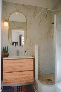 拉罗什基永Green Home的一间带水槽和镜子的浴室