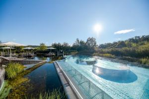 巴特塔茨曼斯多夫Avita Resort Bad Tatzmannsdorf的享有度假村游泳池的景致