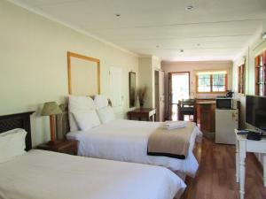 彼得马里茨堡The Sleeping Bao B&B的酒店客房设有两张床和电视。