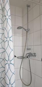 黑明根Apartment Hannover-Hemmingen的浴室内带软管的淋浴