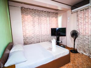 长滩岛Gracias Inn的小房间设有一张床和一台平面电视