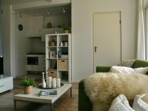 诺德韦克Modern Apartment in Noordwijk near the Sea的客厅配有沙发和桌子