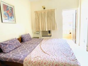 巴加Holidays Beach Apartments Goa的一间卧室设有一张床和一个窗口
