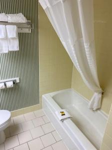 亚特兰大Barclay Hotel Atlanta Downtown的浴室配有白色浴缸和卫生间。