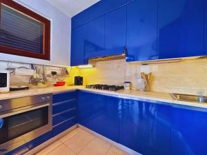 马里纳-迪-皮特拉桑塔Casa Le Focette by Nicola Real Estate的厨房配有蓝色橱柜和水槽