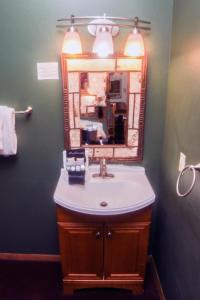 埃斯蒂斯帕克Timber Creek Chalets- 6 chalet的一间带水槽和镜子的浴室