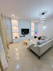 阿鲁沙Meru Villas的带沙发和电视的客厅