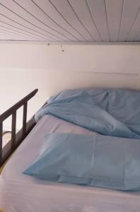 蓬塔波朗Apartamento Loft 03 Ponta Porã MS.的一张带蓝色枕头的白色床