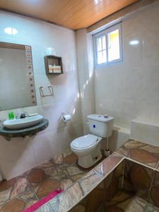埃尔巴列德安通Refugio Cariguana的一间带卫生间和水槽的浴室
